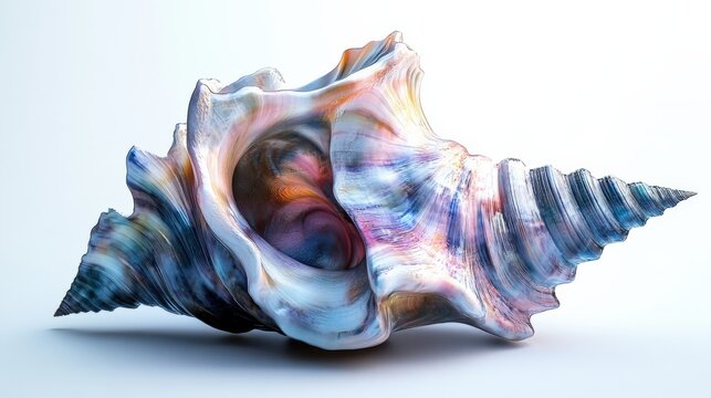 a closeup view of a seashell with swirling iridescent colors