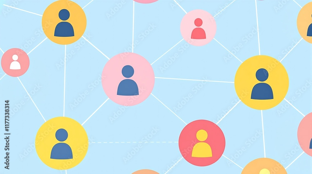 Poster digital network representing social connection and community interaction with visual graphics and co