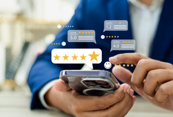 Online customer satisfaction Survey service concept, client rate service from experience in...