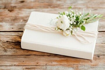 A personalized book cover with hand-lettered typography displayed on a wooden table