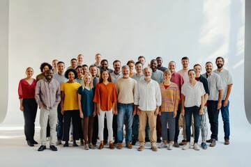 group of diverse people standing together in a studio