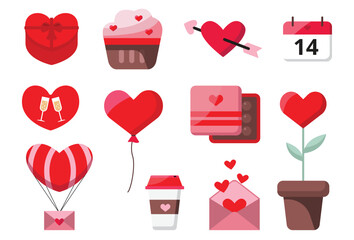 Vector Valentines Day flat icons stock illustration