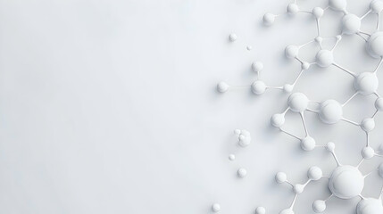 White molecular structure on a clean background; scientific research concept, suitable for presentations or reports.