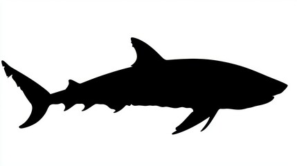 Fototapeta premium Powerful Shark Silhouette Dramatic Black and White Ocean Predator Graphic