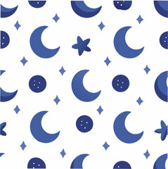 Seamless pattern Moon midnight icons 