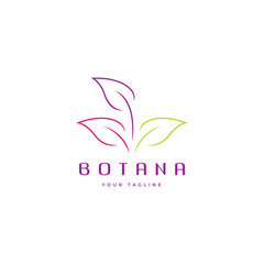 leaf botanical elegant line minimalist logo design vector