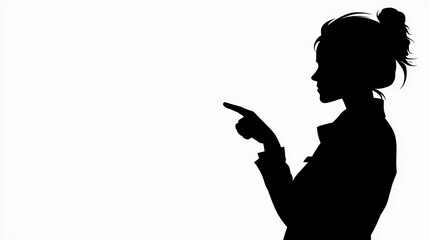 Woman Silhouette Pointing Gesturing Indicating Direction Elegant Minimalist Design