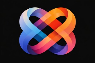 Fototapeta premium A simple, abstract design of two overlapping circles representing the bond between identical twins, accented with a gradient color palette