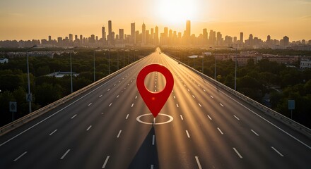 location pin on wide road