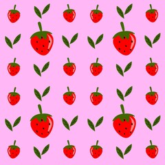 Strawberry seamless pattern. Strawberry flat illustration. Strawberry cartoon design