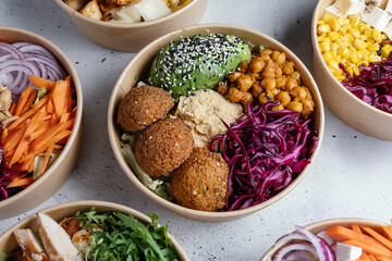 Fresh, vibrant Buddha bowls with vegetables