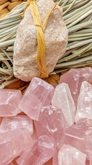 Natural Healing Crystals and Sage Bundle for Cleansing and Purification Rituals