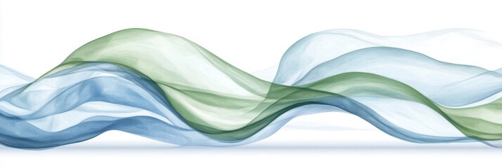 青と緑の柔らかな流れが織りなす美しい抽象模様の描写