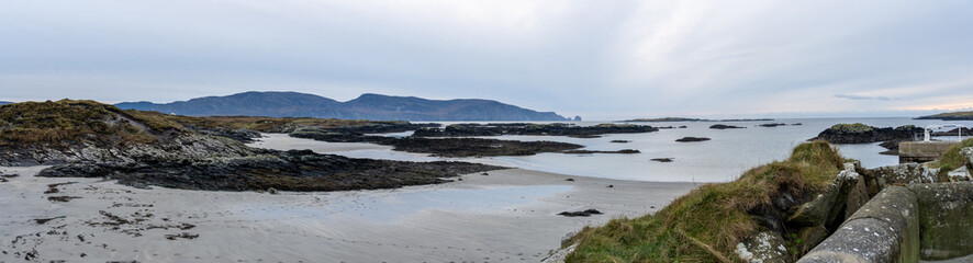 Evening panorama. Rossbeg beach, Co. Donegal, Ireland.