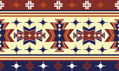 a fabric red,orange,dark blue color geometric pattern and yellow background designs