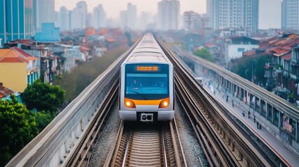 Fototapeta premium Seamless Public Transport in Bustling Asian Cityscape with Urban Harmony