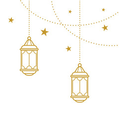 Obraz premium Decorative Islamic Lanterns and Starry Patterns for Ramadan