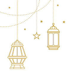 Obraz premium Golden Lanterns and Stars Minimalist Ramadan Design