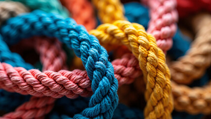 Diverse Ropes Intertwined: Symbol of Unity in Business - Perfect for Corporate Diversity Campaigns