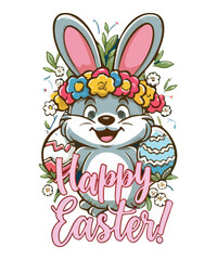 Fototapeta premium Happy Easter, T Shirt Design/ SVG