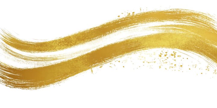 Golden brushstrokes wave design, abstract background, website header.