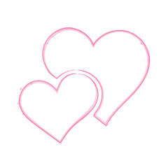 Two pink hearts. Valentine's Day. Vector illustration drawn with watercolors for decorating postcards, posters, gifts.