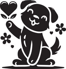 Dog with heart vector
