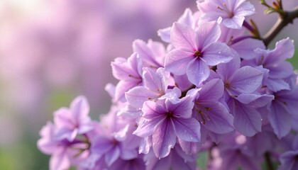 Obraz premium Lilac flowers in soft sunlight on a blurred background
