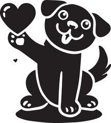 Dog with heart vector