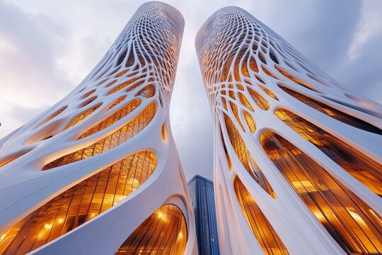 The Al Bahar Towers in Abu Dhabi, with their innovative mashrabiya facade that adapts to sunlight
