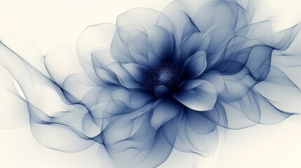 Obraz premium Elegant blue floral abstract with flowing lines and ethereal design