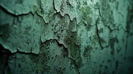 Obraz premium Close-Up Shot of Decayed Green Wall with Textured Patches and Cracked Surface
