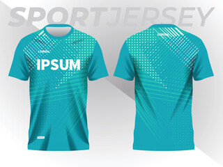 turquoise abstract background and pattern for sport jersey design and mockup. front and back view template © atstock