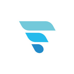 letter f gradient blue water simple geometric logo vector