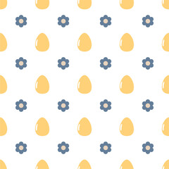 Seamless pattern print wallpaper background with Easter eggs and flowers spring vector illustration 