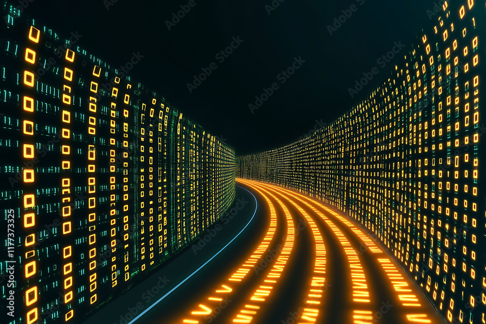 Poster digital highway data stream tunnel visualization