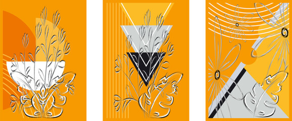 Abstract Floral Compositions with Geometric Elements