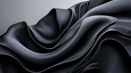 Fototapeta premium Smooth and silky black fabric with subtle, soft folds