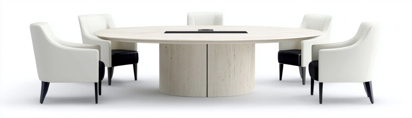 Elegant Round Conference Table with Modern Chairs in Contemporary Office Setting