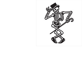 Fototapeta premium Set of Skeleton dancing illustration Vector, Dancer skull clipart Design 