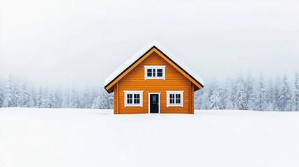 Scandinavian-Style Wooden House Nestled in Snowy Winter Landscape