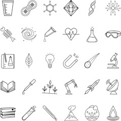 Science icons chemistry, biology, physics, technology, research