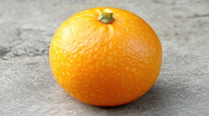 A single, vibrant orange fruit on a textured surface.