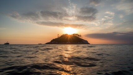 sunset on the sea, evening boat trip