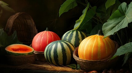 Vibrant Watermelon and Melon Still Life Photography