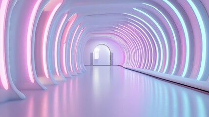 Naklejka premium Futuristic empty 3D room showcasing modern design and limitless creative possibilities.