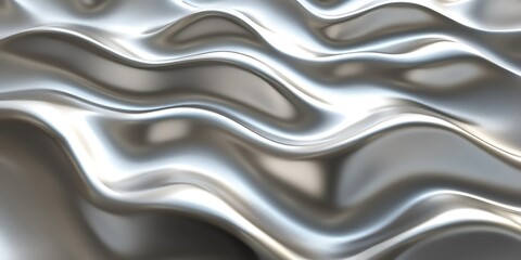 Obraz premium Silver fabric waves, abstract background, smooth texture, flowing design, website banner.