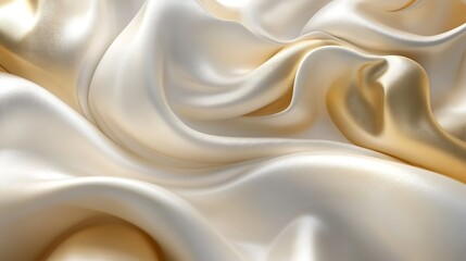 Obraz premium Creamy silk fabric texture, elegant waves, draped background, ideal for luxury product design.