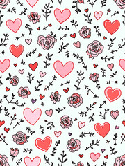 Doodle outline pattern for Valentine's day