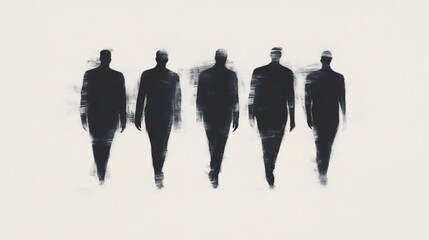 Fragmented Figures in Motion - Blurred Silhouettes in Ethereal Overlap